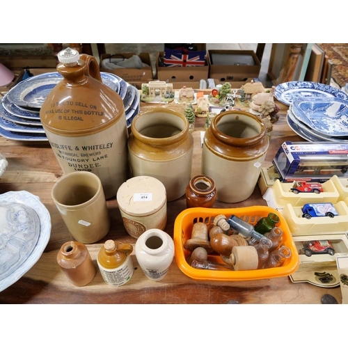 454 - Stoneware Flagon, Salt Jars Etc