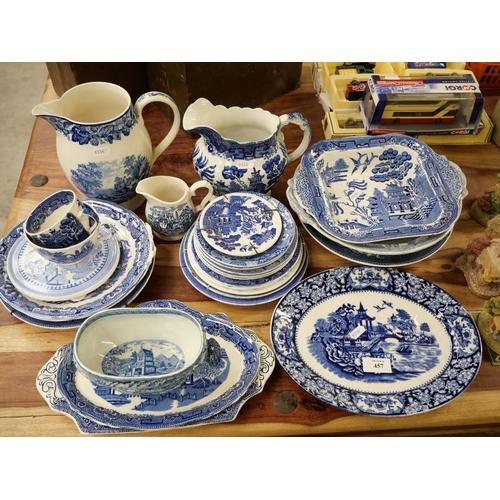 457 - Assorted Blue & White Ceramics