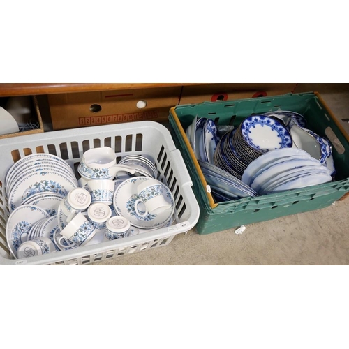 490 - 2 Boxes- Noritake Blue Moon Tea & Dinner Set. Blue & White Dinner Set.