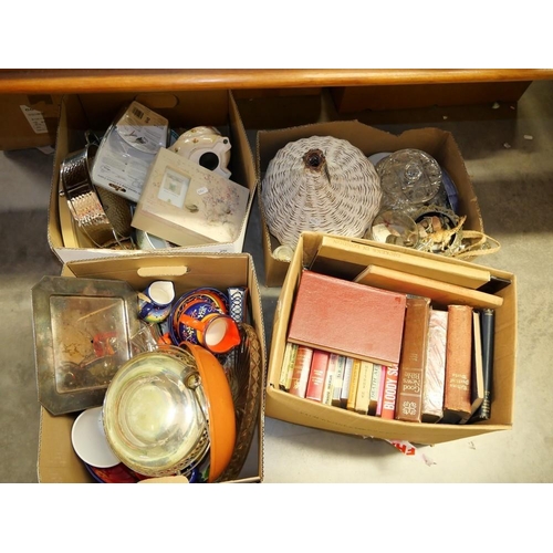 496 - 4 Boxes - Ep Dish, Books, Pottery Etc.