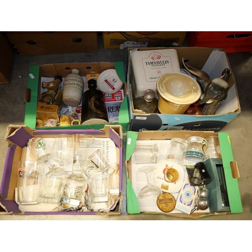 497 - 4 Boxes- Whisky Memorabilia, Advertising Glasses Etc.