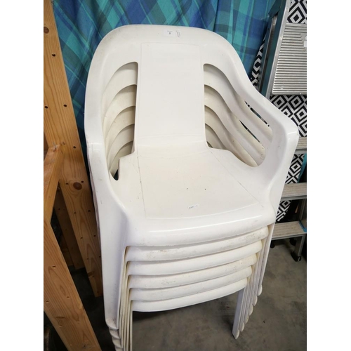 5 - 6 x White Plastic Garden Chairs