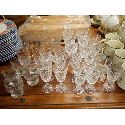 506 - Assorted Glasses Including Crystal  & Eteched