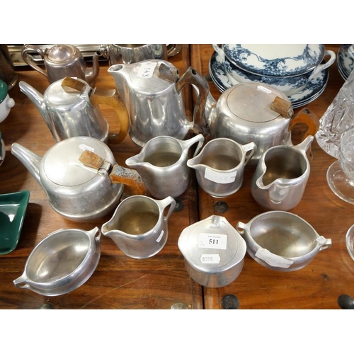 511 - Picquot Teapots, Sugar & Milk Jugs  (11 Pieces)