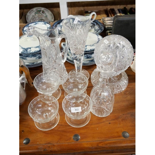 512 - Crystal Lamp, Cut Glass Decanter Jug Etc.