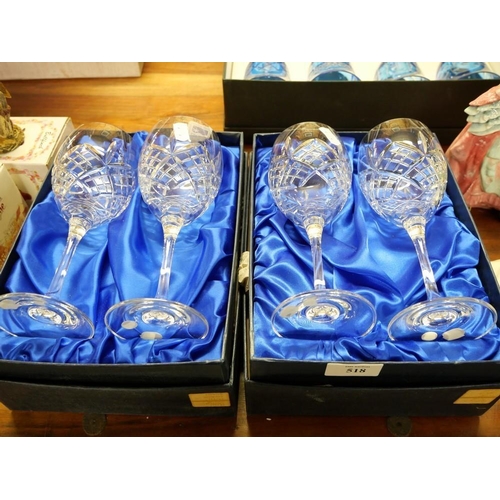 518 - 4 Crystal Wine Glasses In Original Boxes