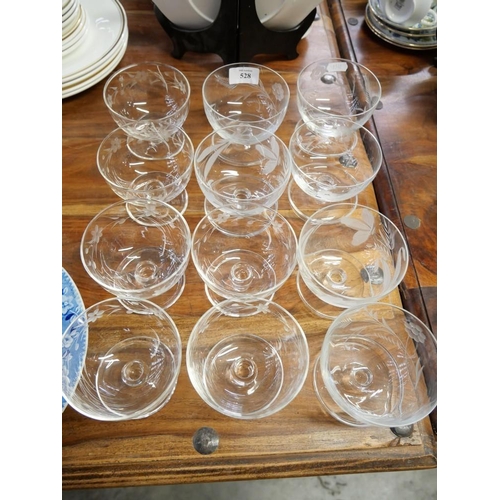 528 - 12 Etched Glass Sundae Dishes