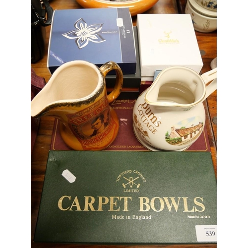 539 - Carpet Bowls, Whisky Advertising Jugs, Rosendahl Christmas Decoration Etc.