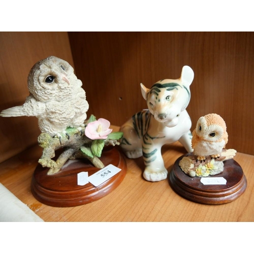 554 - Three Ornaments including Border Fine Arts Owl