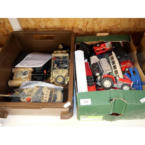 574 - 2 Boxes - Remote Control Cars & Collectors Cars