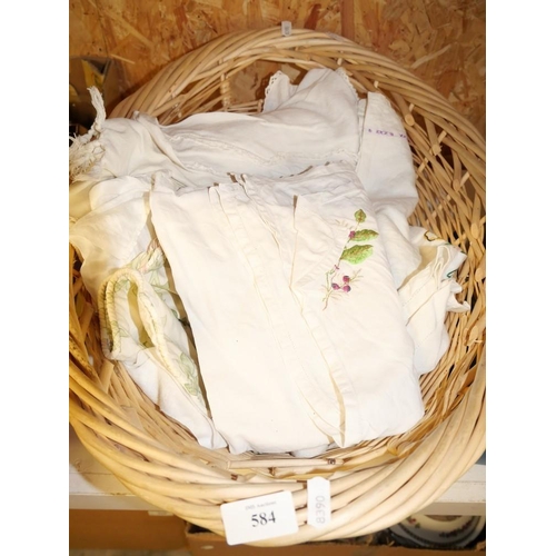 584 - Basket Of Assorted Linen