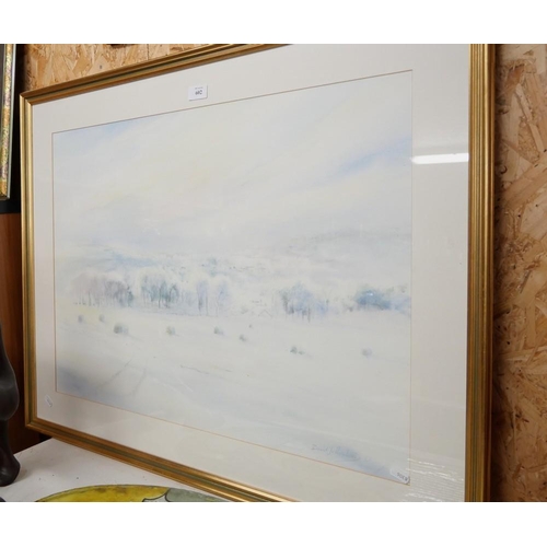 602 - Gilt Framed Watercolor Winter Landscape By David J Reubatt