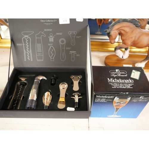 634 - Oeno Collection, Bottle Opening Set, 6 Crystal Glasses