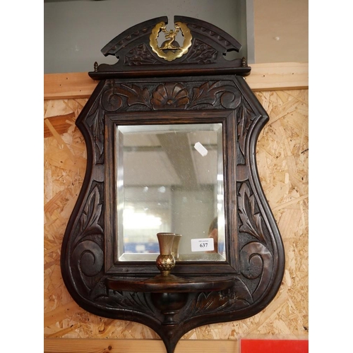 637 - Carved Pine Framed Mirror With Candle Mount