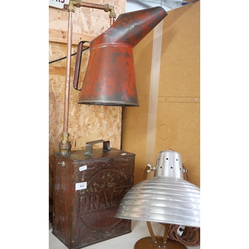 663 - Pratts Oil Can Table Lamp With Oil Can Shade