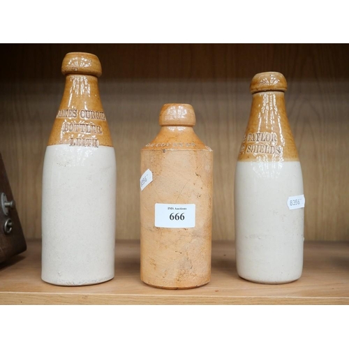 666 - James Currie, Bell & Taylor, Jas.Shoolbred Stoneware Bottles