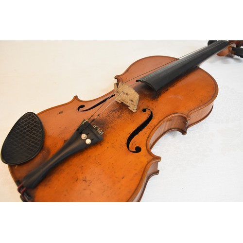 2072 - Violin & Bow in Case - label reads 