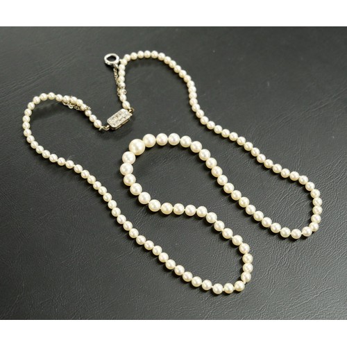 2368 - Baby Pearl Necklace with Diamond Clasp in Fitted Case.