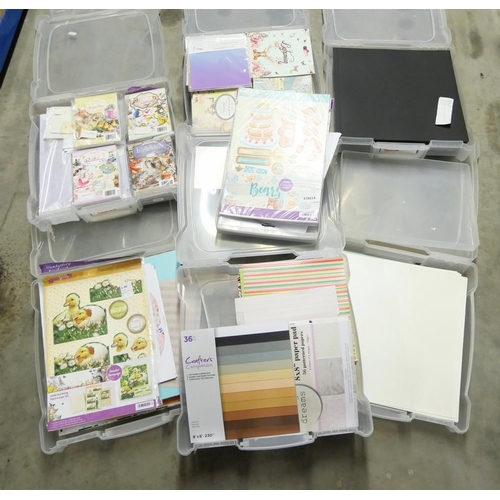 354 - 7 x Boxes of Assorted Craft Items Including Patterned Paper, Decoupage Sets and Various Crafting Car... 