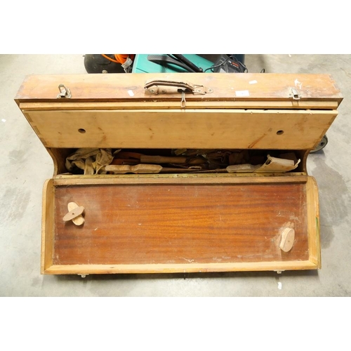 45 - Vintage Wooden Tool Box & Contents