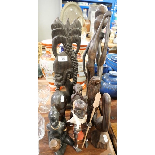 551 - Assorted Carved African Figures & Busts