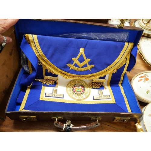 558 - Masonic Apron In Leather Case