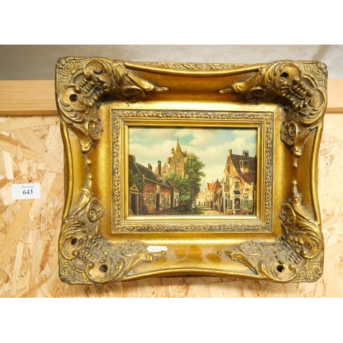 643 - Gilt Framed Print - Rural Village Scene