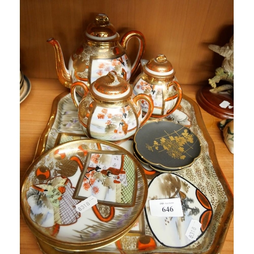 646 - Japanese Porcelain Tea Set on Tray.