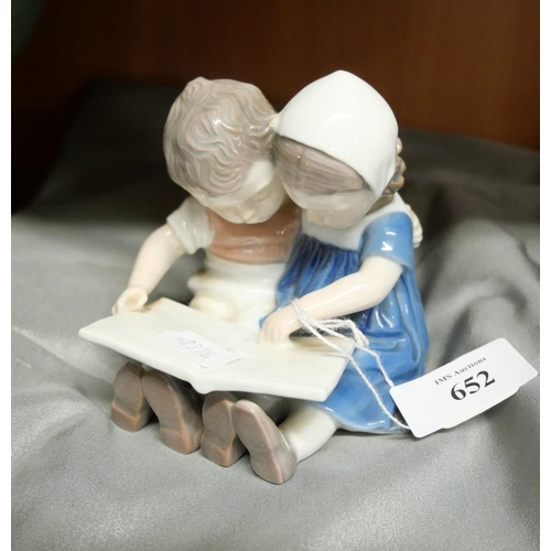 652 - Royal Copenhagen Boy & Girl Reading Figure