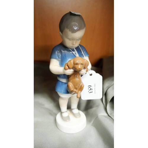 653 - Royal Copenhagen Boy & Puppy Figure