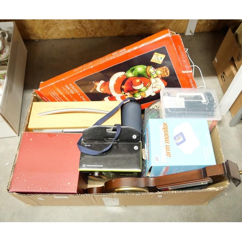 659 - Box- Barometer, Digital Radio, Workbox, Binoculars, Christmas Decorations Etc