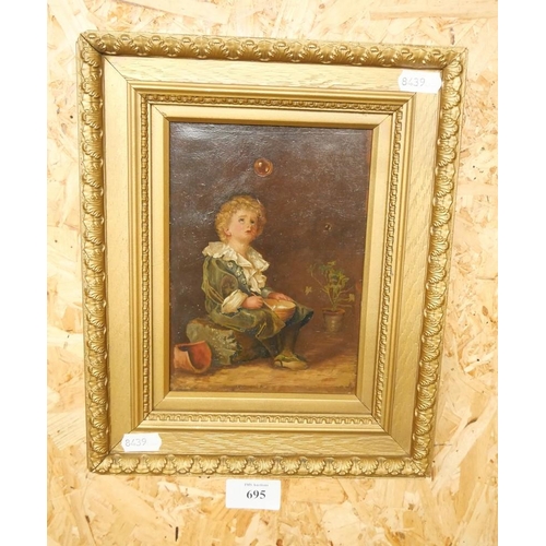 695 - Gilt Framed Oil Painting Bubbles