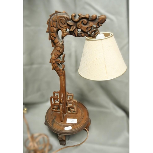 698 - Carved Chinese Table Lamp