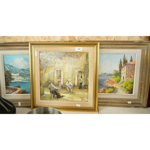 709 - Three Oil Paintings - Continental Scenes