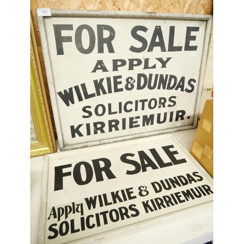 723 - Two Vintage 'For Sale' Signs - Kirriemuir