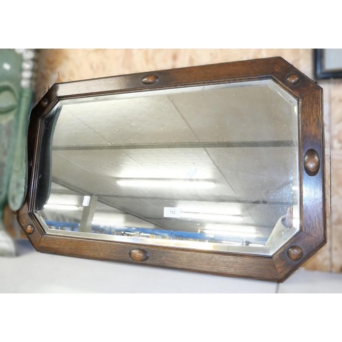 732 - Oak Framed Bevelled Wall Mirror