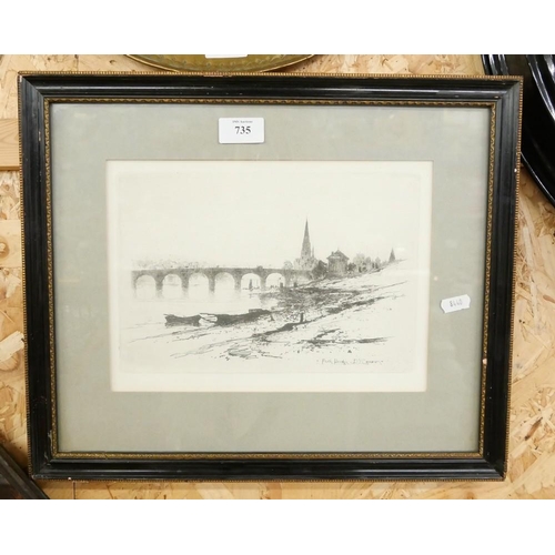 735 - Etching Perth Bridge By D Y Cameron