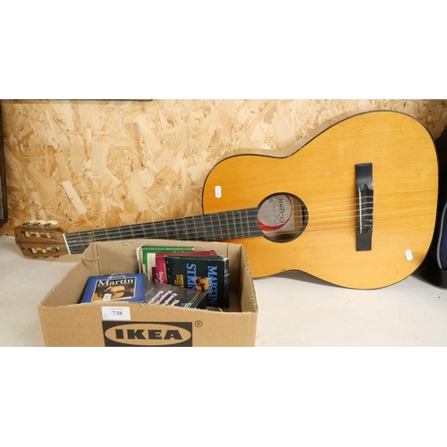 738 - Tatra Acoustic Guitar & Box Of Springs, Guitar Tuner  & DVDS