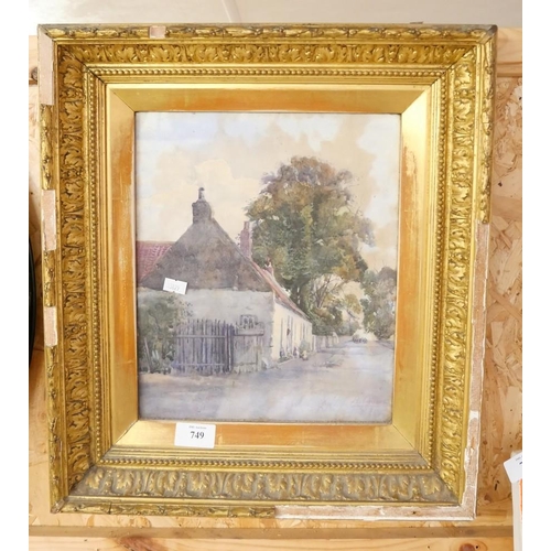 749 - Watercolor - Rural Village Scene With Indistinctive Signature