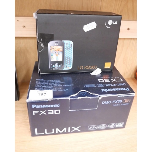 757 - Panasonic Lumix FX30 Digital Camera & LG KS360 Mobile Phone