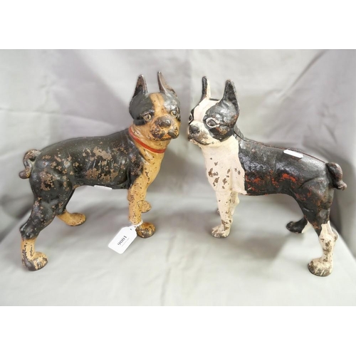 1006 - Vintage Pair of Cast Iron Boston Terriers, approx. 25cm Tall.