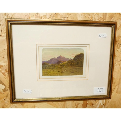 1021 - Framed Water Colour - 'In the Trossachs' by W H Paton dated 1888, approx. 12cm x 8cm.