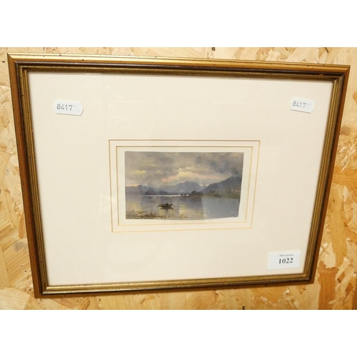 1022 - Framed Water Colour - Loch Venacher by W H Paton Dated 1876, approx. 12cm x 7cm.