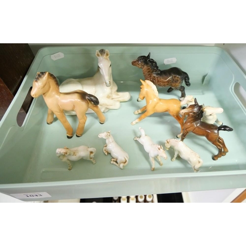 1043 - Box-Assorted Beswick and Other Horses, Donkey etc.