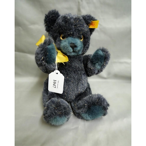 1047 - Steiff Blue Sparkle Plush Bear, approx. 21cm Tall.