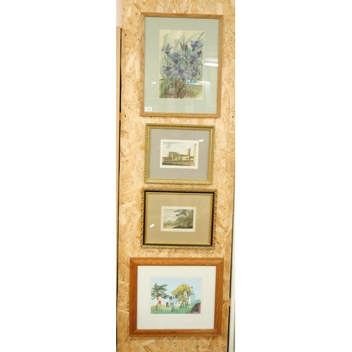 1065 - 3 Framed Prints and a Watercolour.