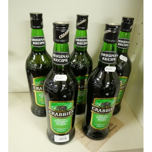 1074 - 5 x 70cl  Bottles of Crabbie's Green Ginger Wine.