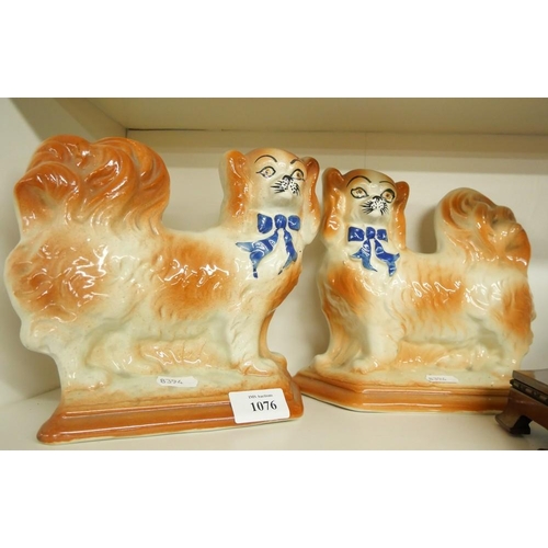 1076 - Pair of 20th Century Bo'nnes Pottery Mantel Dogs.