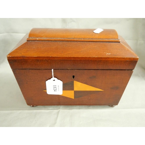 1124 - Victorian Inlaid Mahogany Two Partition Tea Caddy