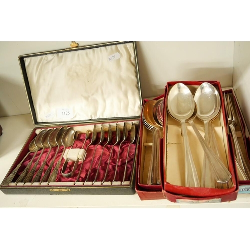 1125 - Cased Set of Teaspoons and 3 Boxes of Silverplated Cutlery